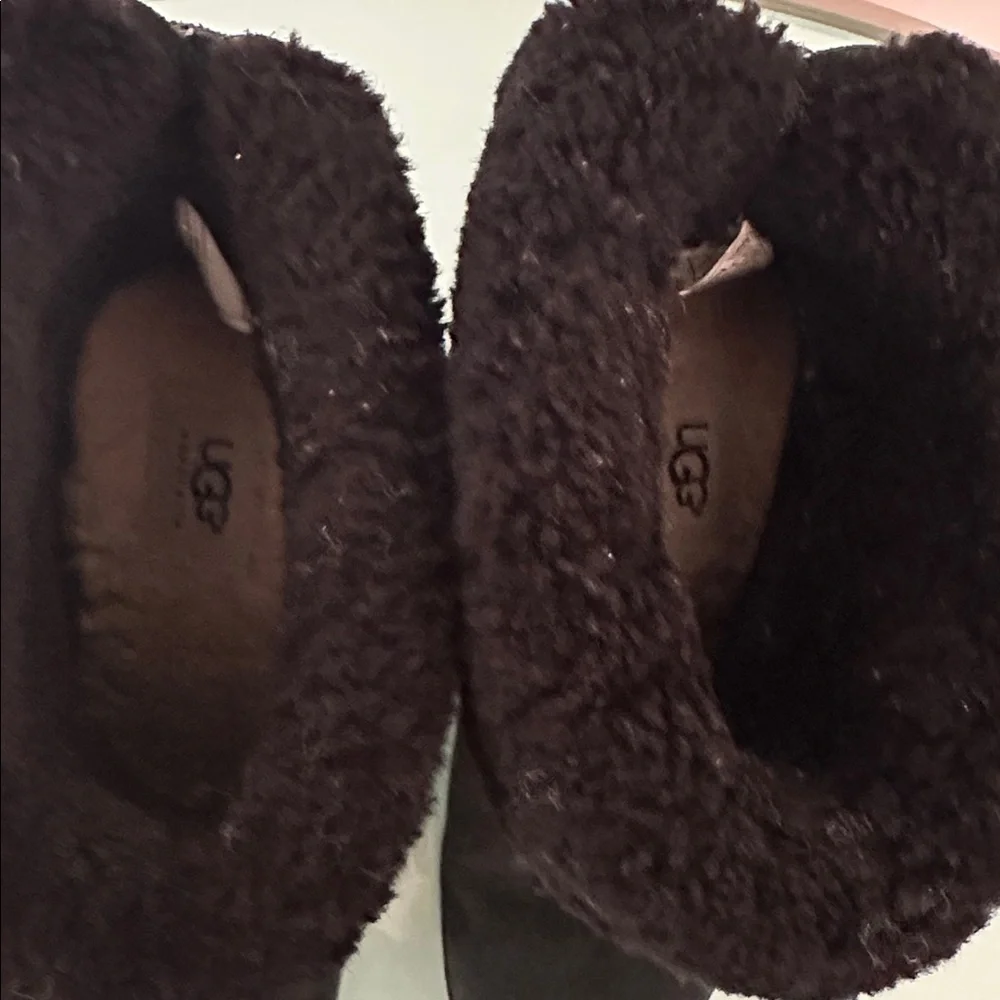UGG Australia Black Kyra Wedge Genuine Shearling Boots